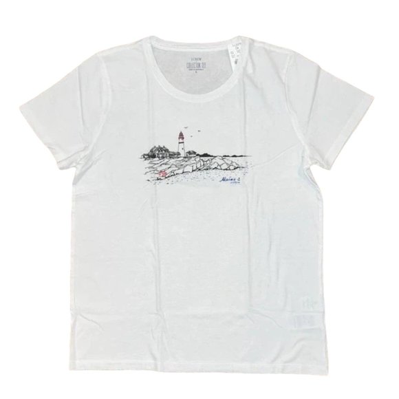J. Crew Tops - NWT J. Crew White W/Maine Lighthouse Graphic Tee - SIZE M